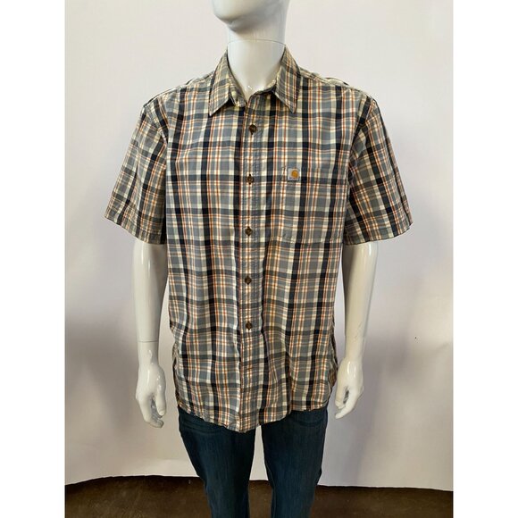 Carhartt Mens Relaxed Fit Plaid Short Sleeve Button-Up Shirt L - Picture 7 of 12